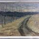 Peinture à l’huile expressionniste suédoise de paysage, encadrée