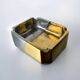 Brutalist ashtray by Leopold, bronze and brass, 1970s