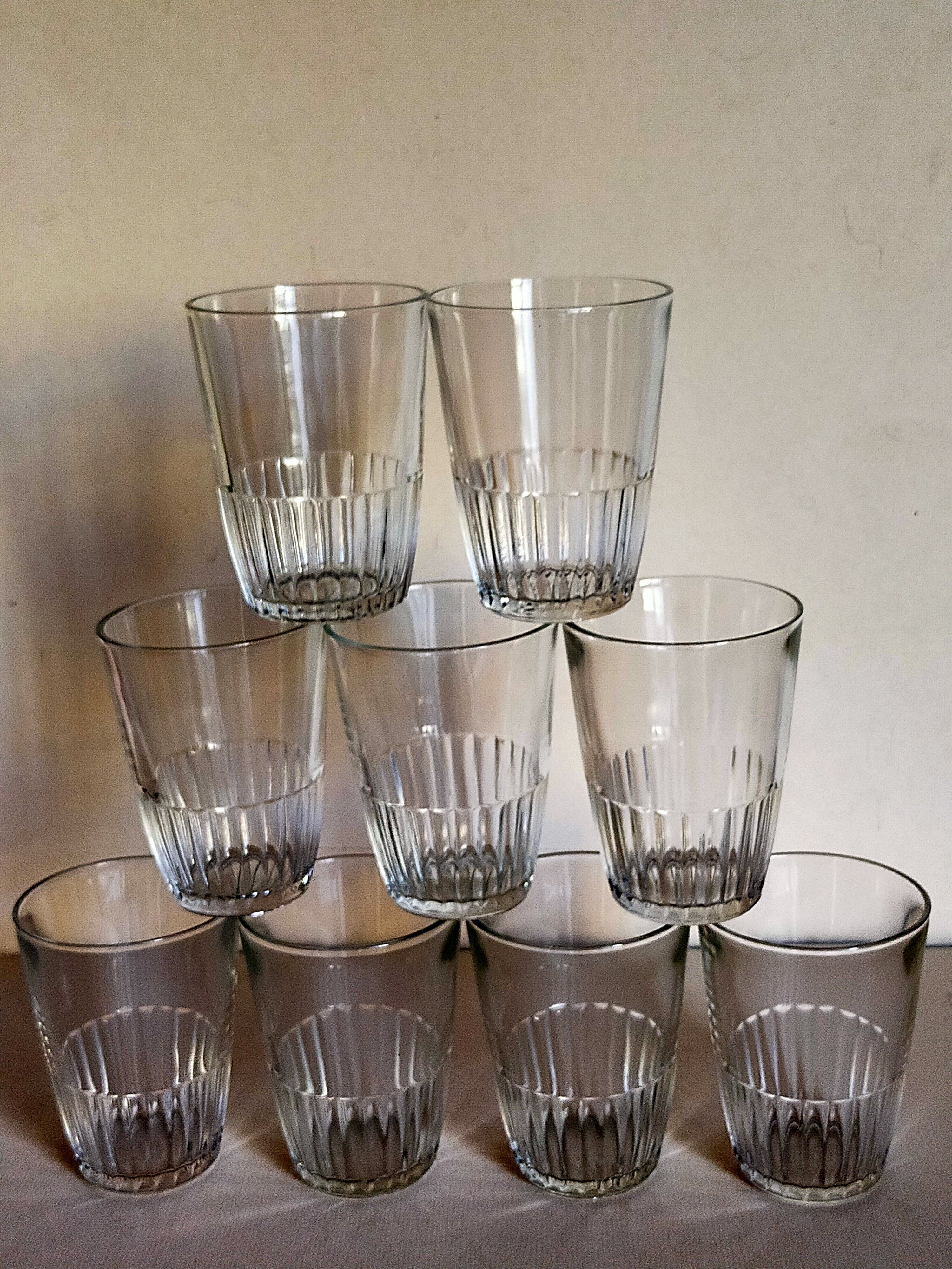 Nine vintage glasses of cider 40s