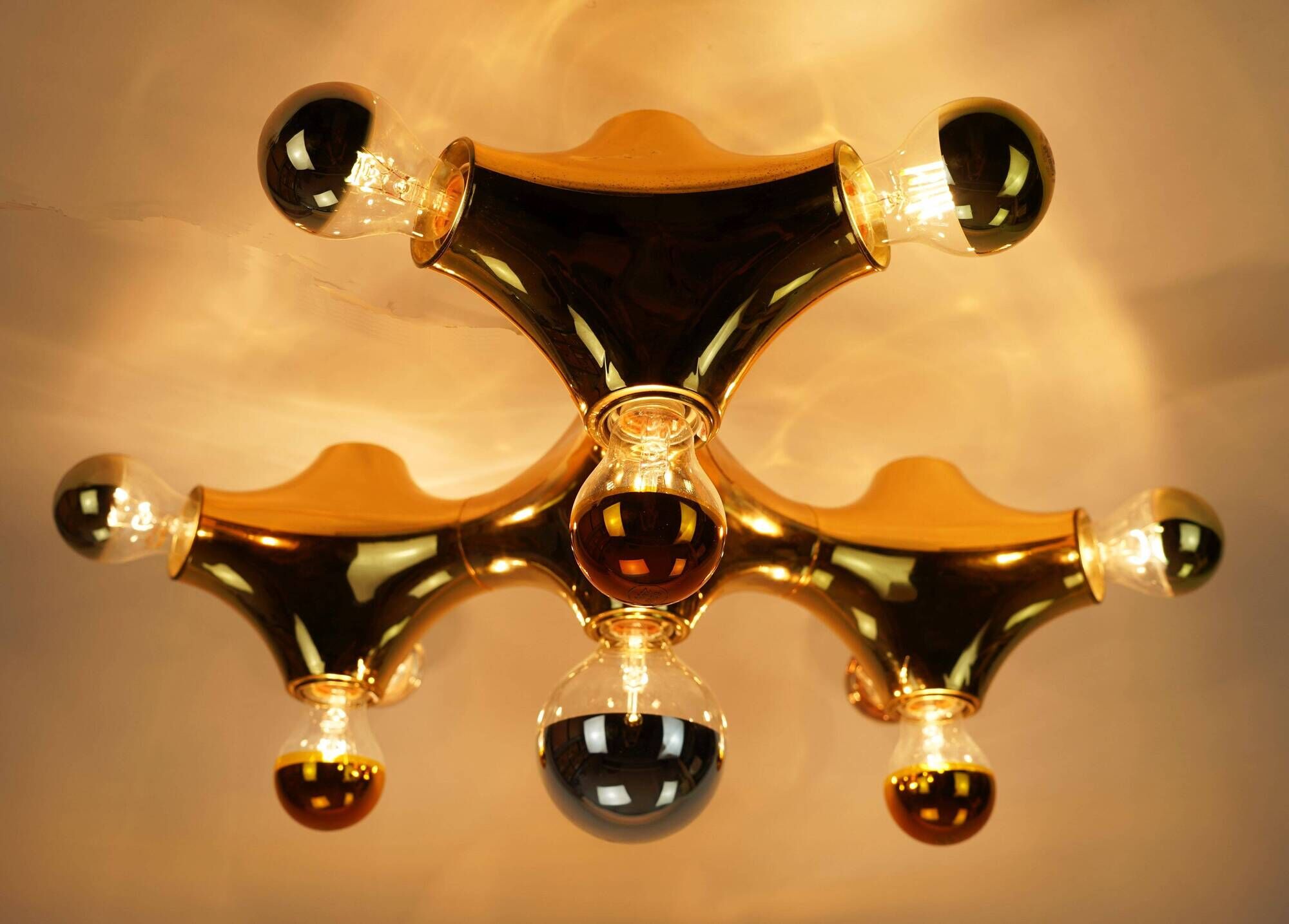 cosack gemini space age CEILING LIGHT - gold-colored - sputnik - 1970s