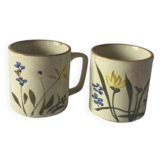 Lot 2 Mugs fleuris vintage