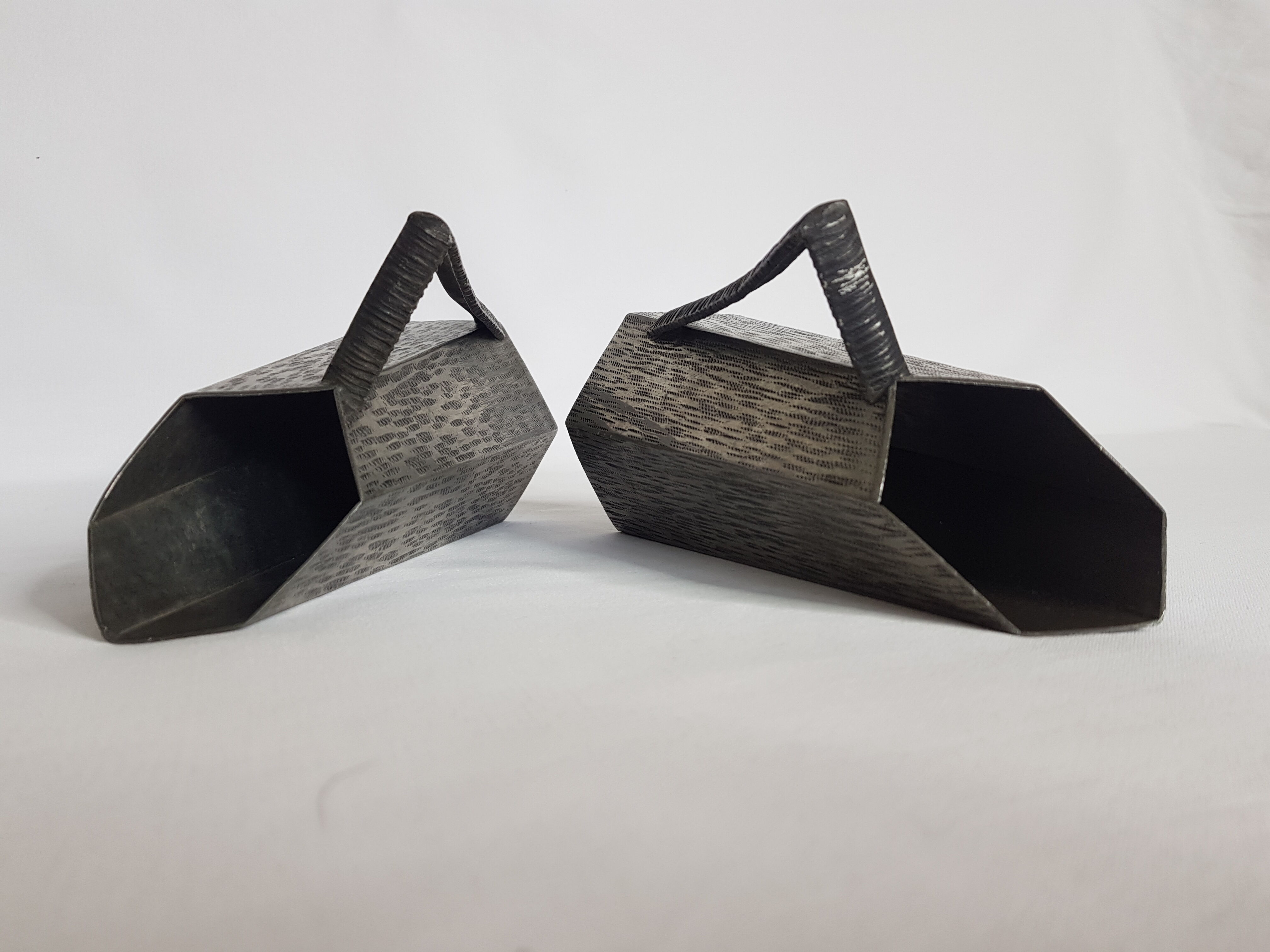 Two small vases of art textured original design Irman pewter