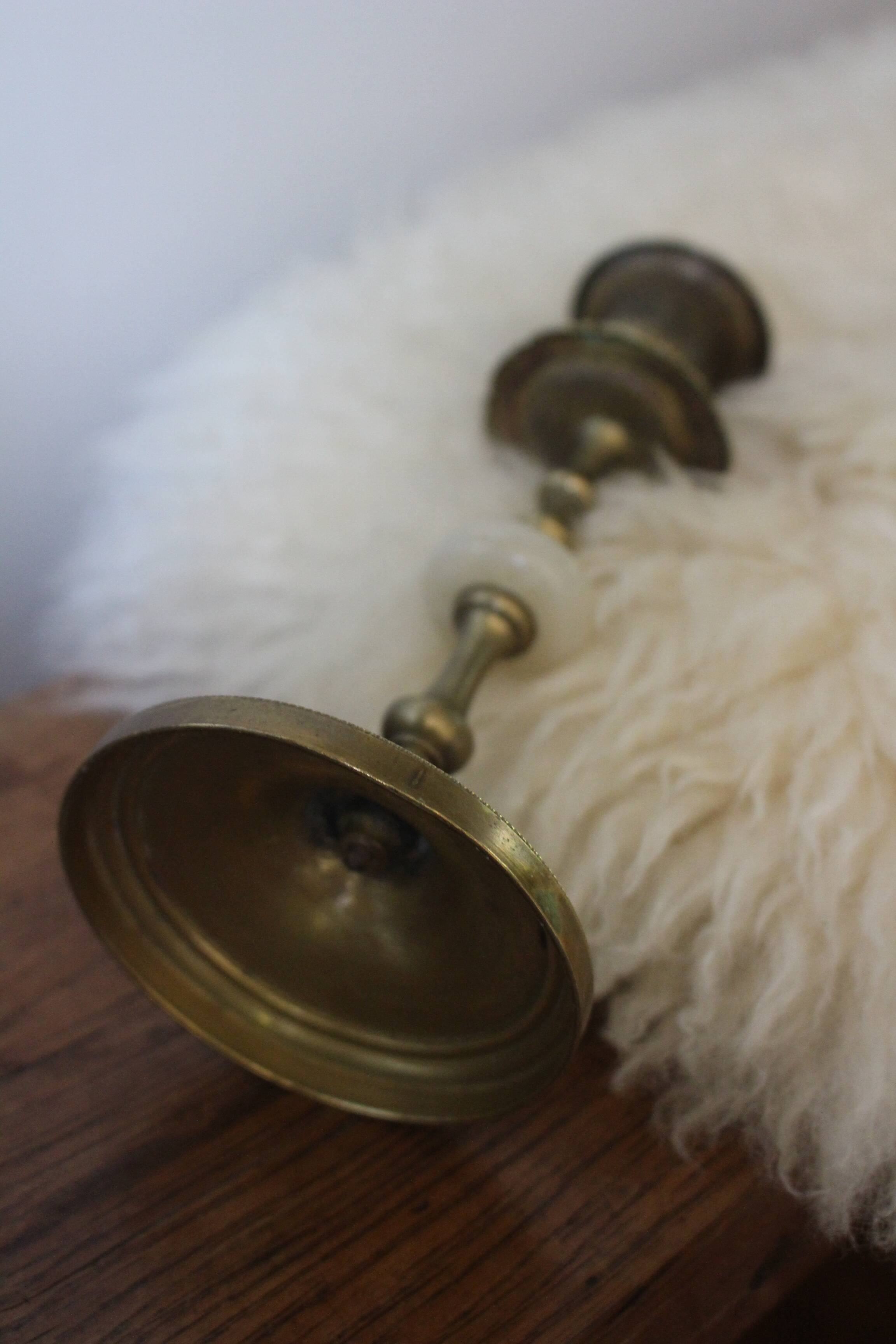 Brass alabaster torch candle holder