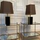 Pair of black and gold lacquered lamps, 1980s