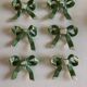 Set of 6 ribbon knife holders in green glazed earthenware 1980