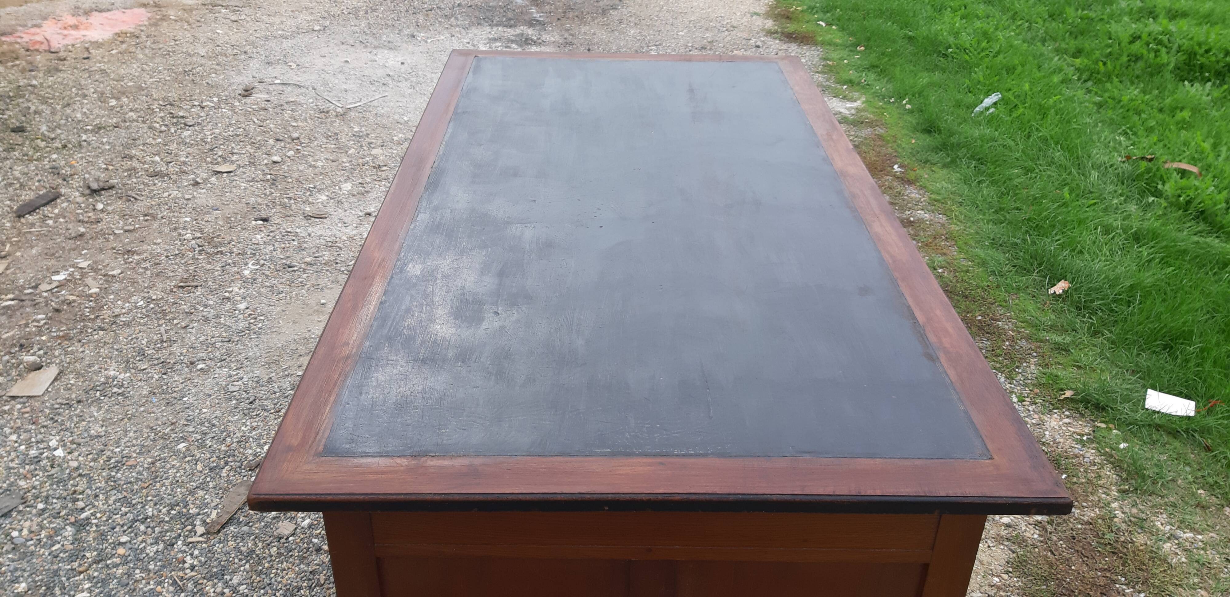 Fruit wood, leather and brass desk