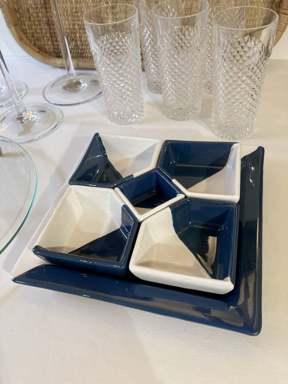 Hand-painted ceramic serving tray or aperitif platter