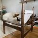 Honoré Safari armchair in wood and beige canvas