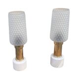 A pair of bedside lamps with a marble base, VEB Narva Leuchtenbau Lengefeld Germany, 1960s.