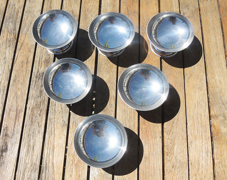 6 old ice cups / stainless steel sorbet