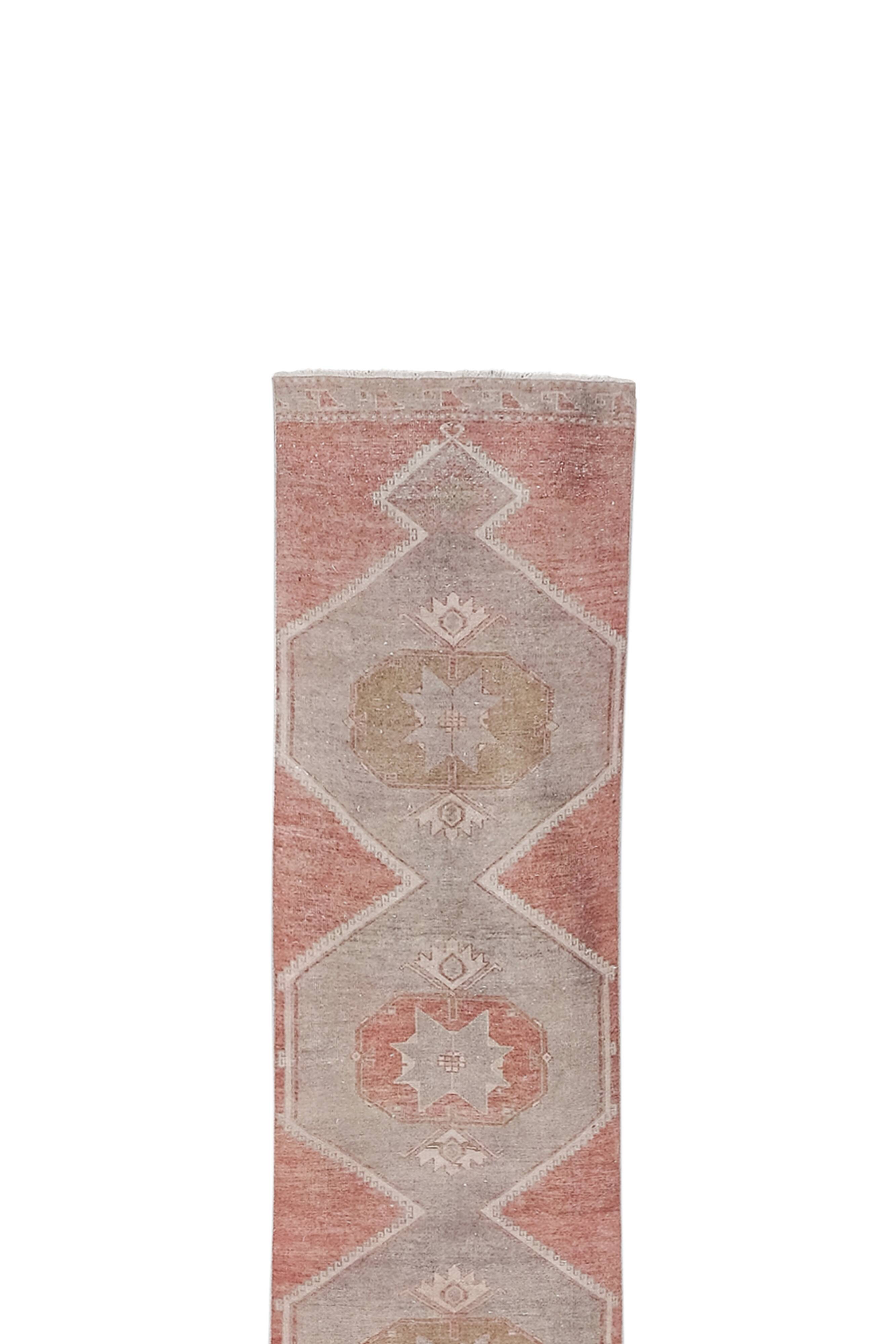 Vintage Turkish rug from Oushak, hand-woven 81x770 cm