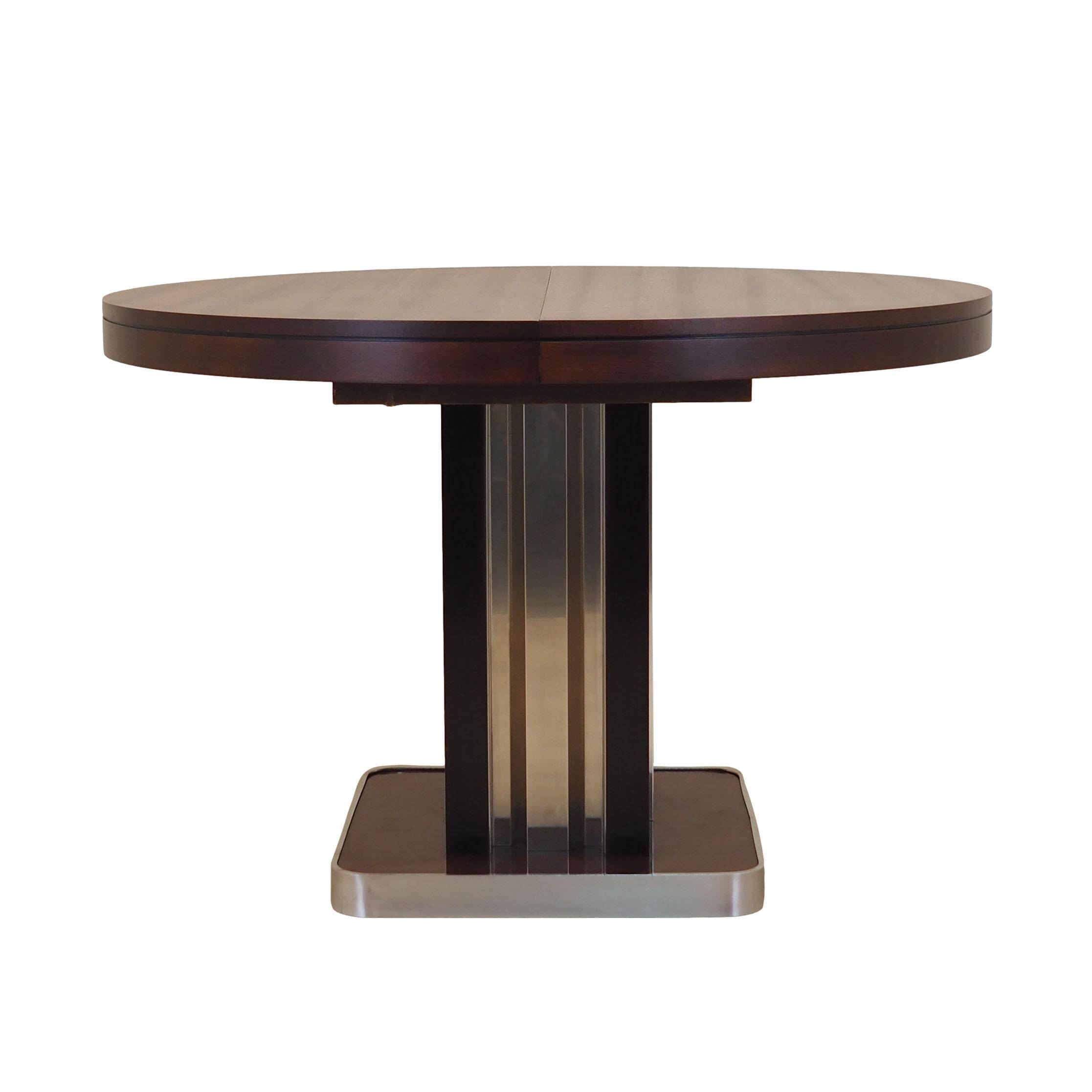 Round mahogany table, Italian design, 1970s, production: Italy