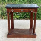 19th century empire console, solid wood and gray marble