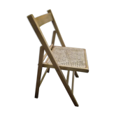 Chaise pliante vintage en bois et cannage