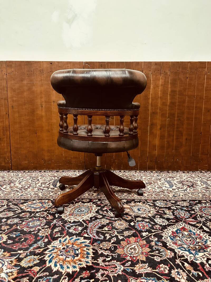 English Brown Chesterfield Captain Chair