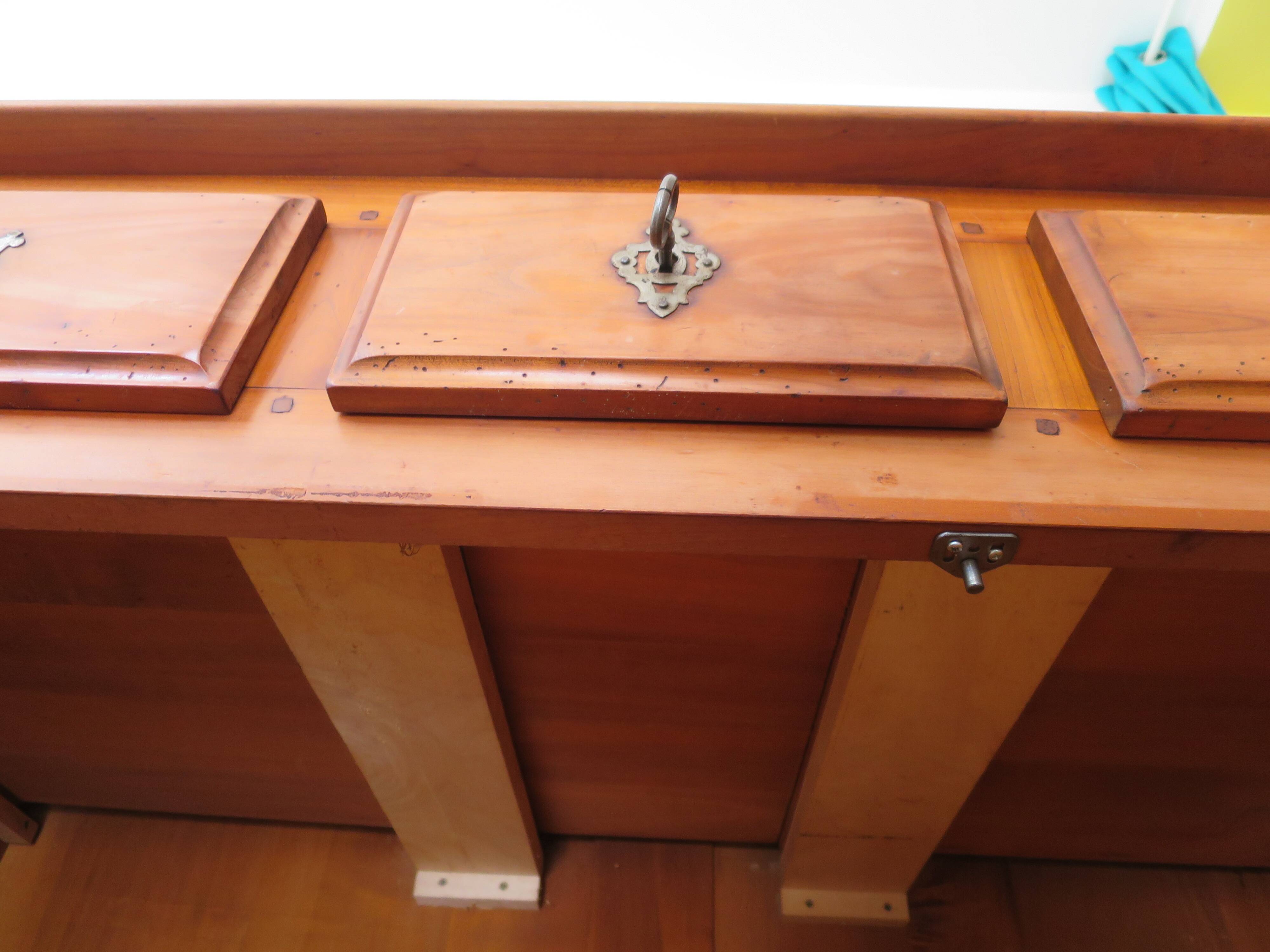 Rustic buffet in Louis XV-Regency style, dovetailed, cherry wood finish, solid wood.