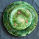 Old Hollow Round Plate in Majolica Barbotine Decorated with Bindweed and Nuts