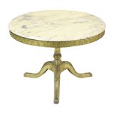 Table basse, d'appoint ronde en marbre et laiton