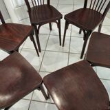 Suite de 6 chaises de bistrot Baumann vintage 1960