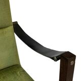 Vintage armchair solid wenge design 60s leather armrests design