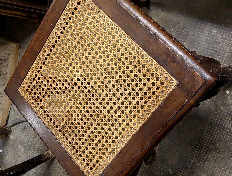 Solid carved walnut stool, early 1900s