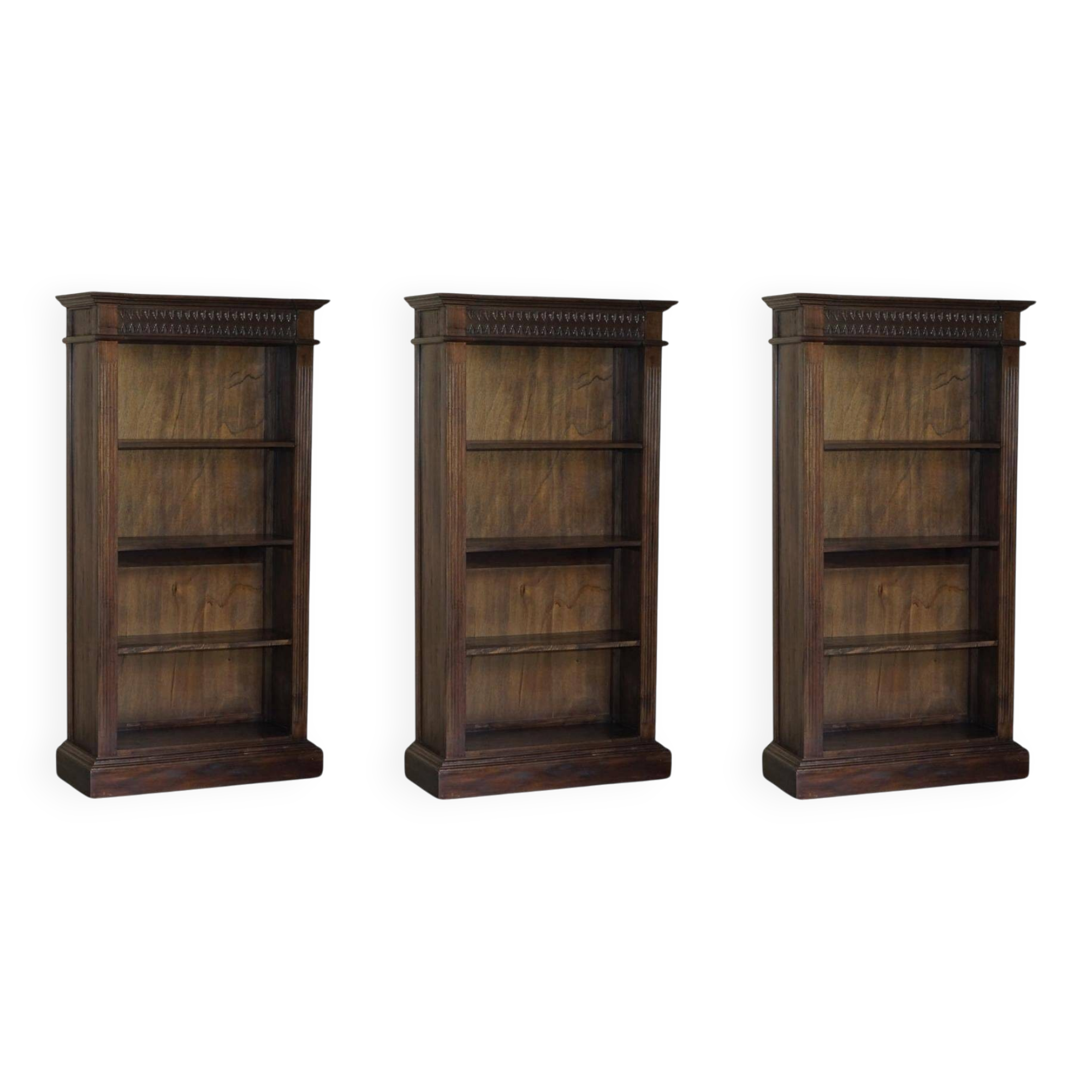 X3 vintage open libraries carved in Jacobean style