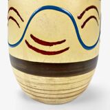Ethnic trendy striated ivory vase from the 60s