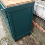 Commode vintage turquoise profond et bois
