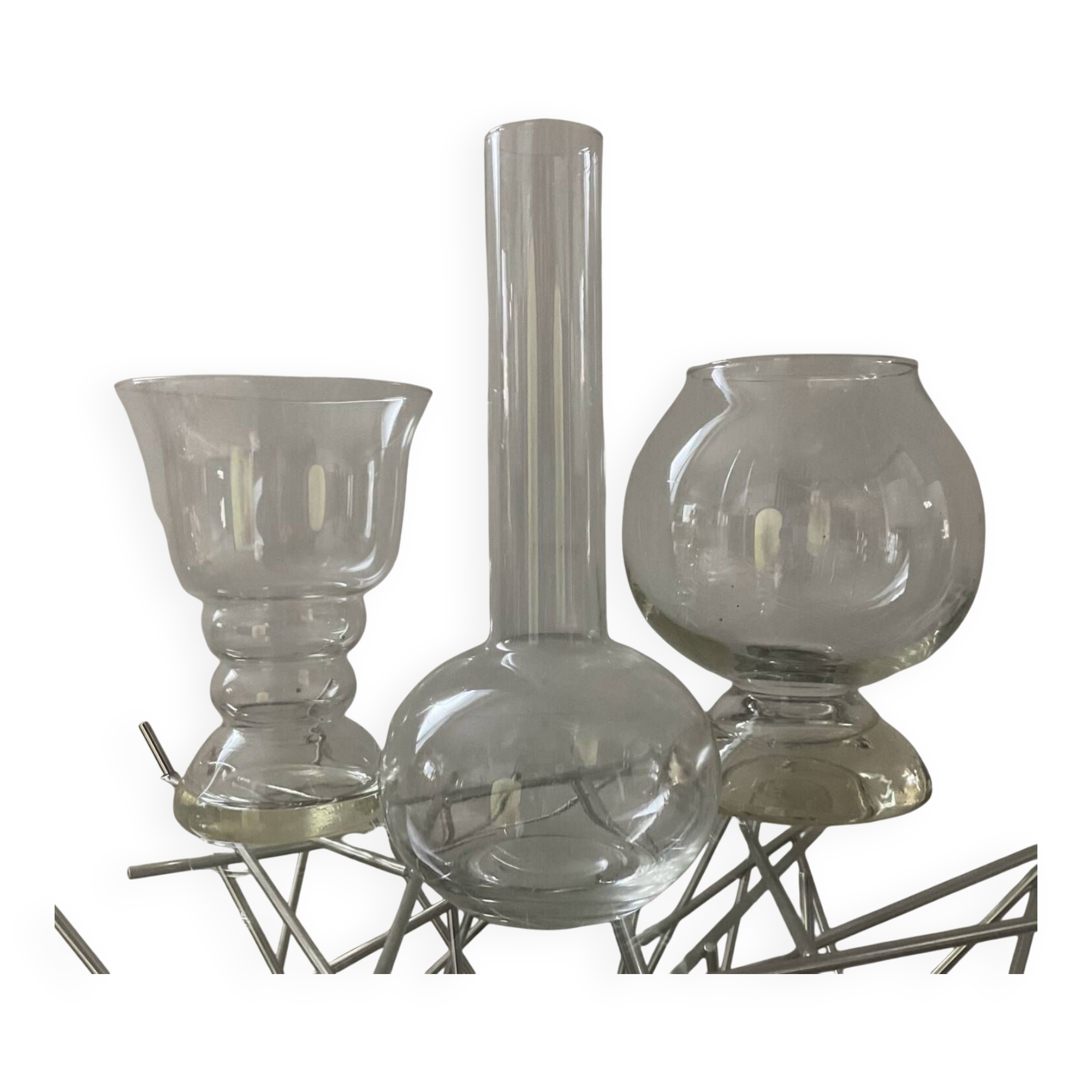 Trio of vintage glass vases