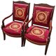 Pair of Empire Period Armchairs in Mahogany, Upholstered with Petit Point