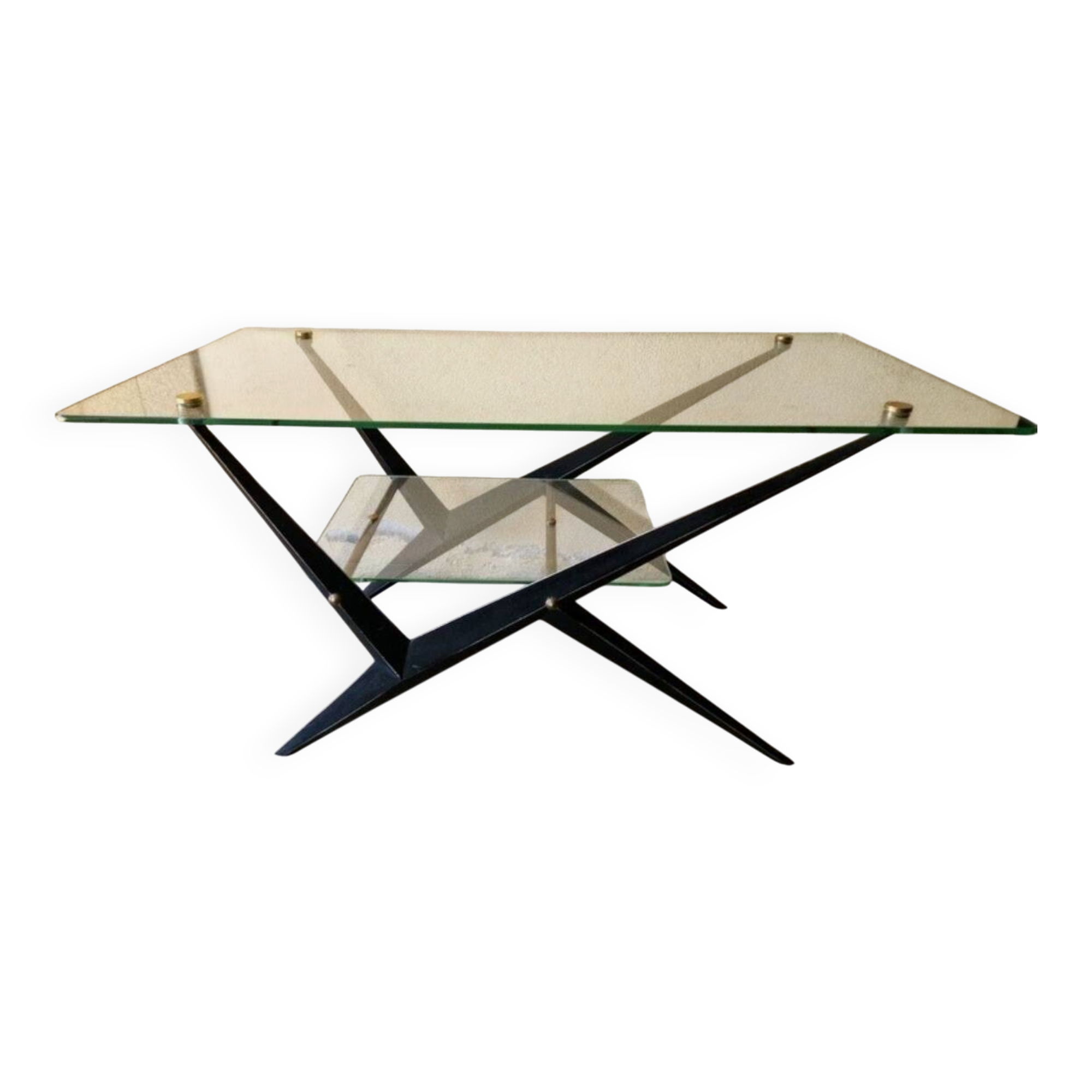 Angelo Ostuni - Coffee table with double glass top - Design 1950