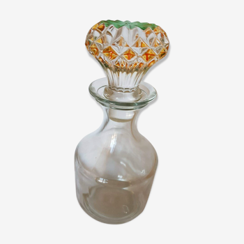 Bottle glass with colorful chiseled cap vintage