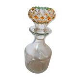 Flacon vintage en verre avec bouchon ciselé coloré