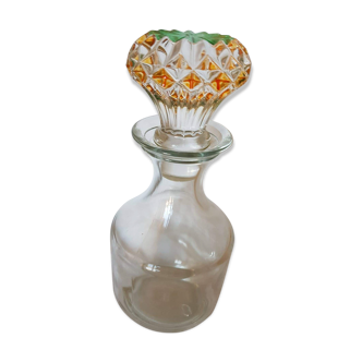 Bottle glass with colorful chiseled cap vintage