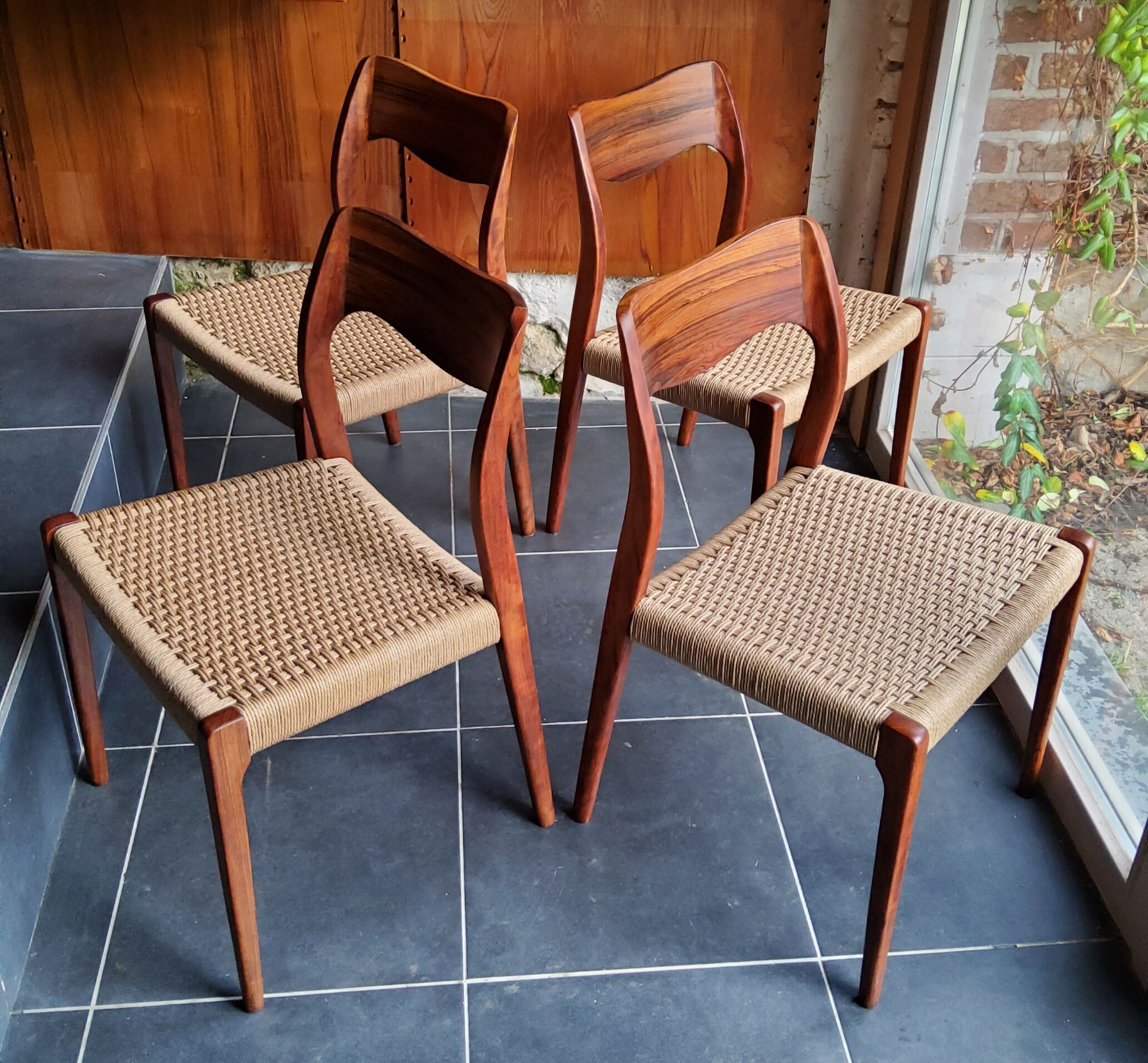 4 rosewood chairs by Niels Otto Møller model 71, Denmark 1950