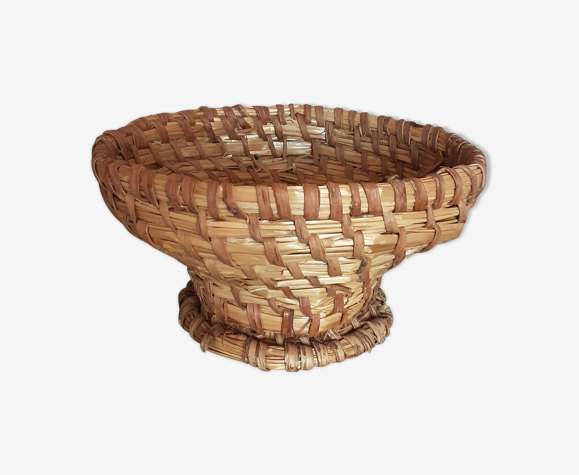 Corbeille vintage en rafia