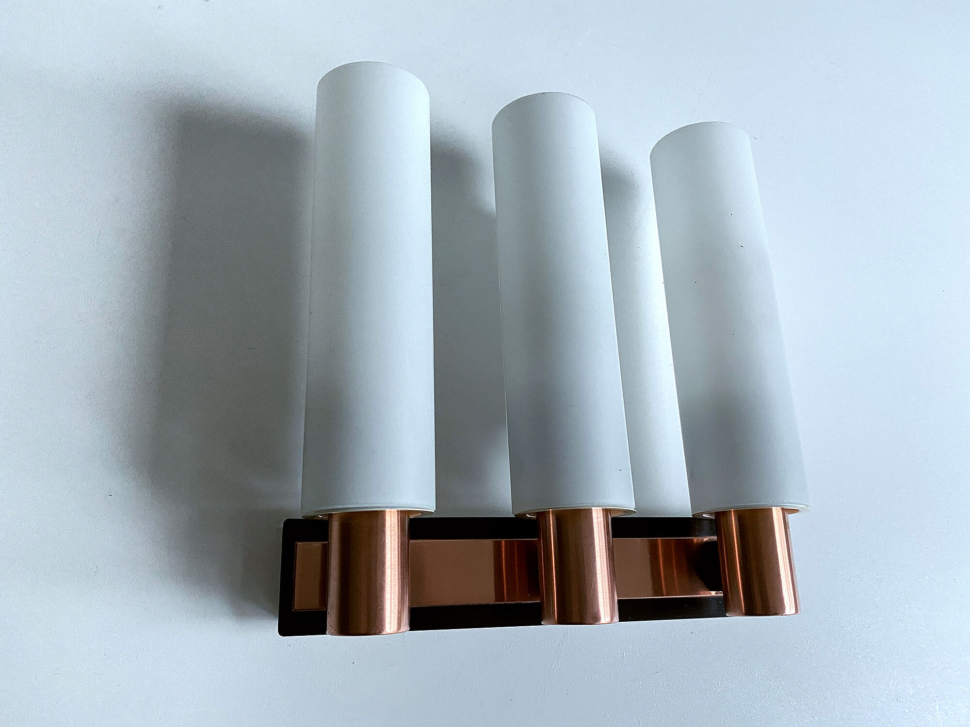 Vintage Scandinavian Triple Plique, 60s, Copper Glass