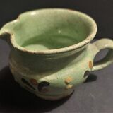 Glazed terracotta cream pot alsace Soufflenheim early twentieth century