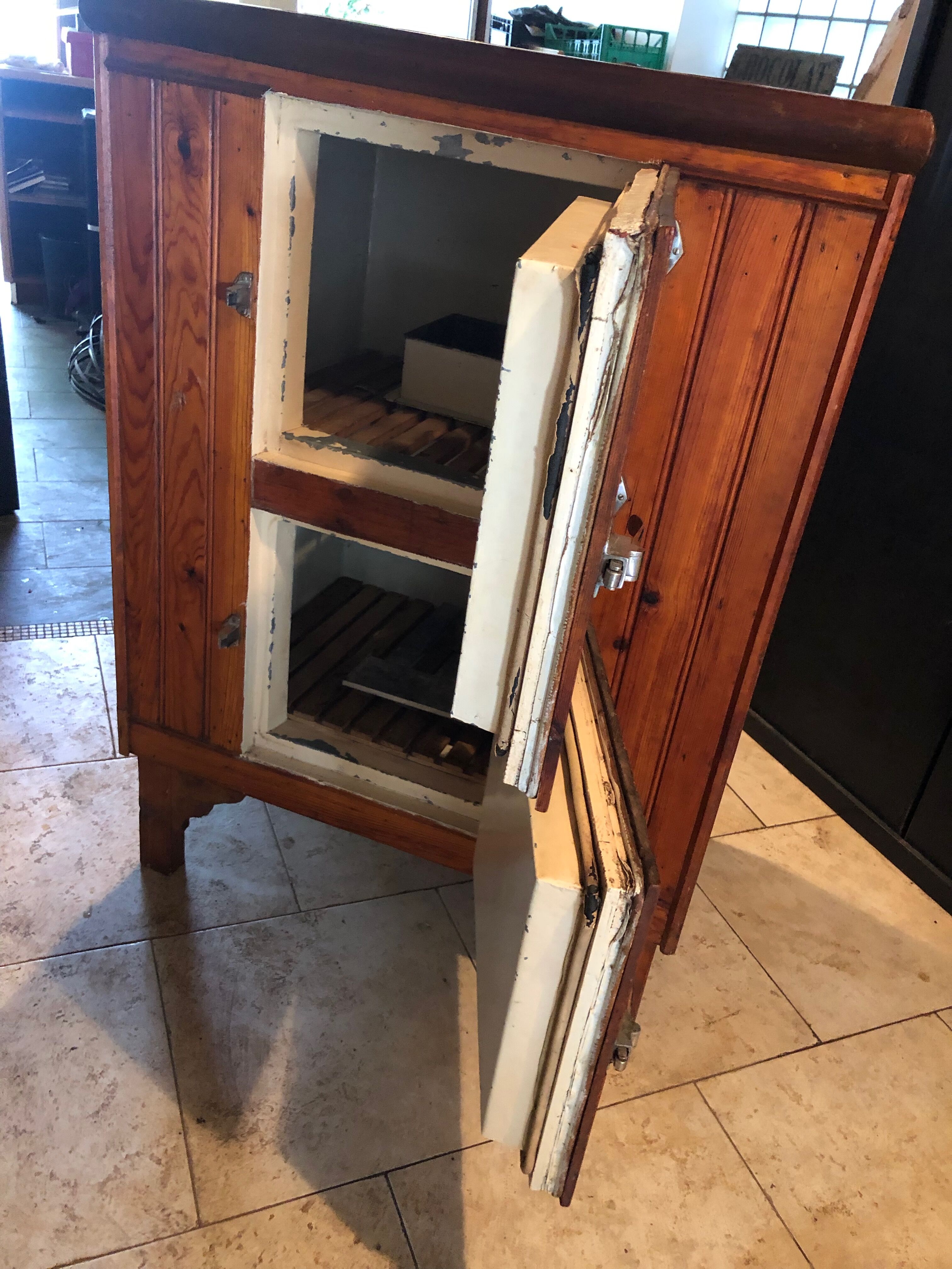 Vintage wooden fridge cabinet