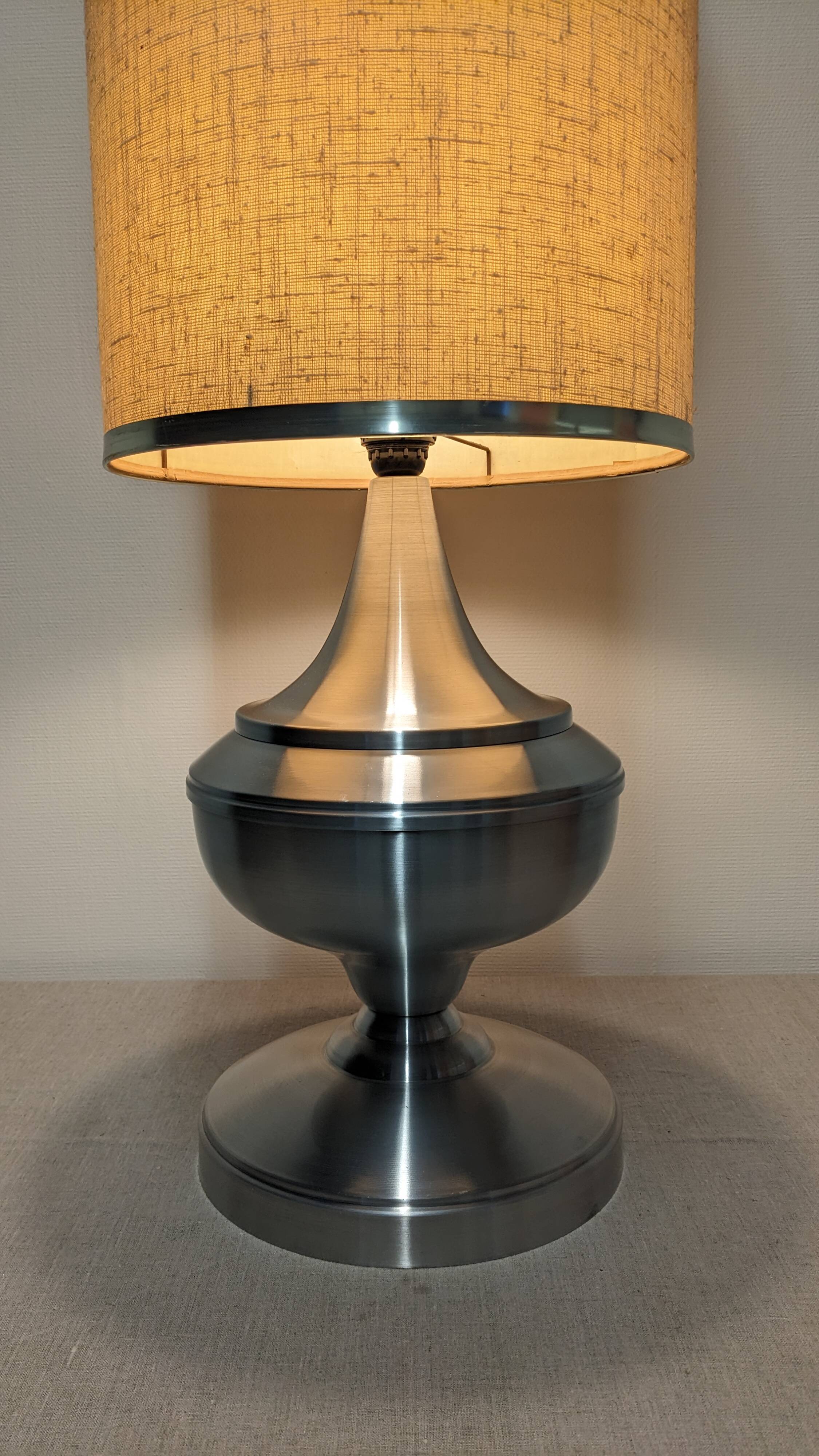 Space age XL living room lamp in brushed aluminium, France circa 1970.