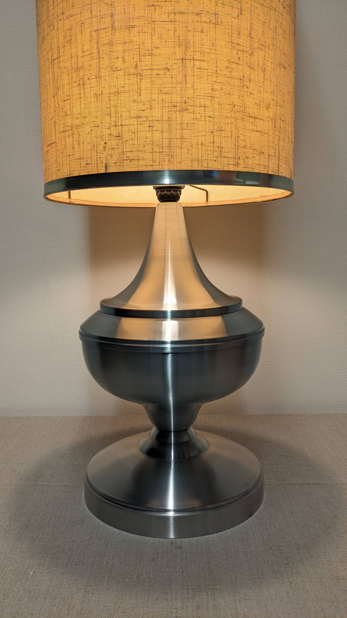 Space age XL living room lamp in brushed aluminium, France circa 1970.