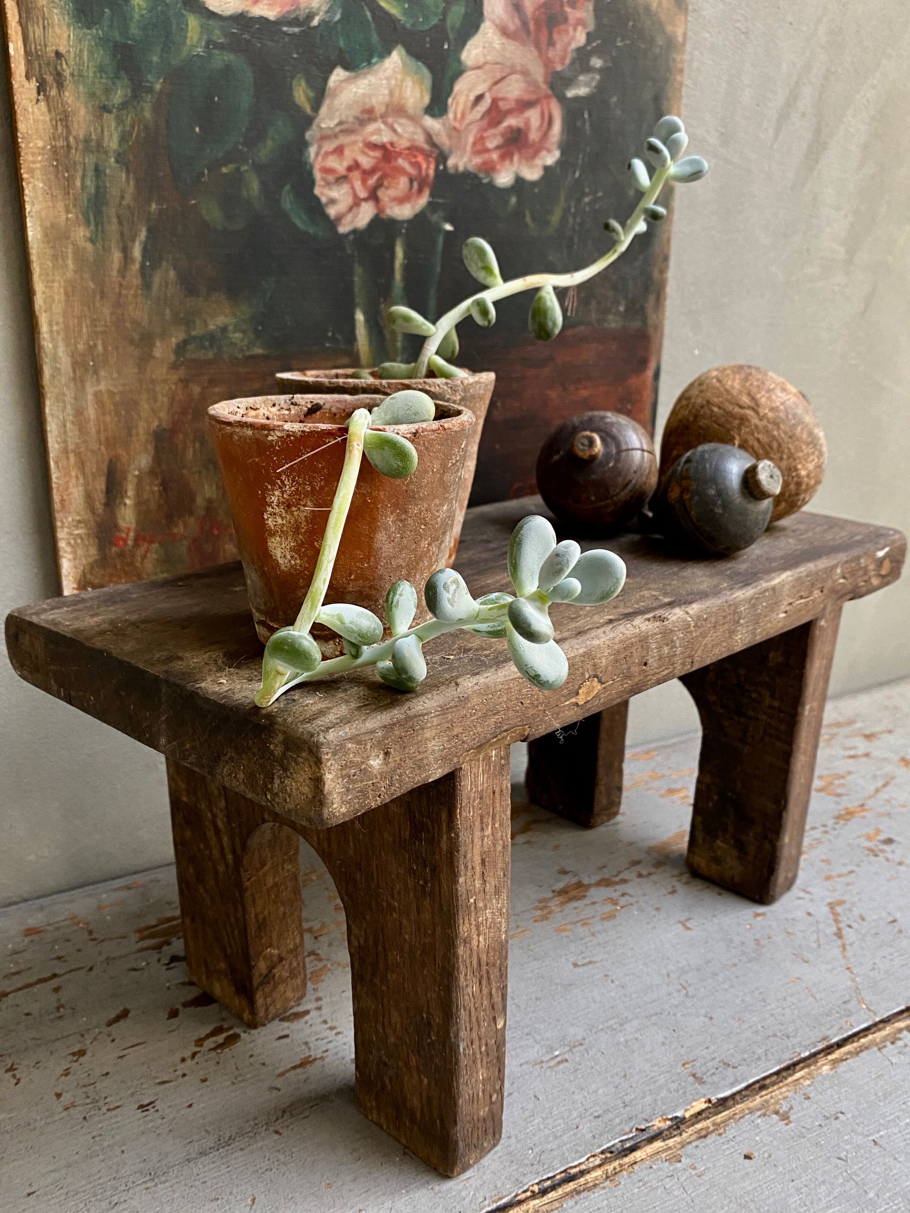 Bench made of raw wood