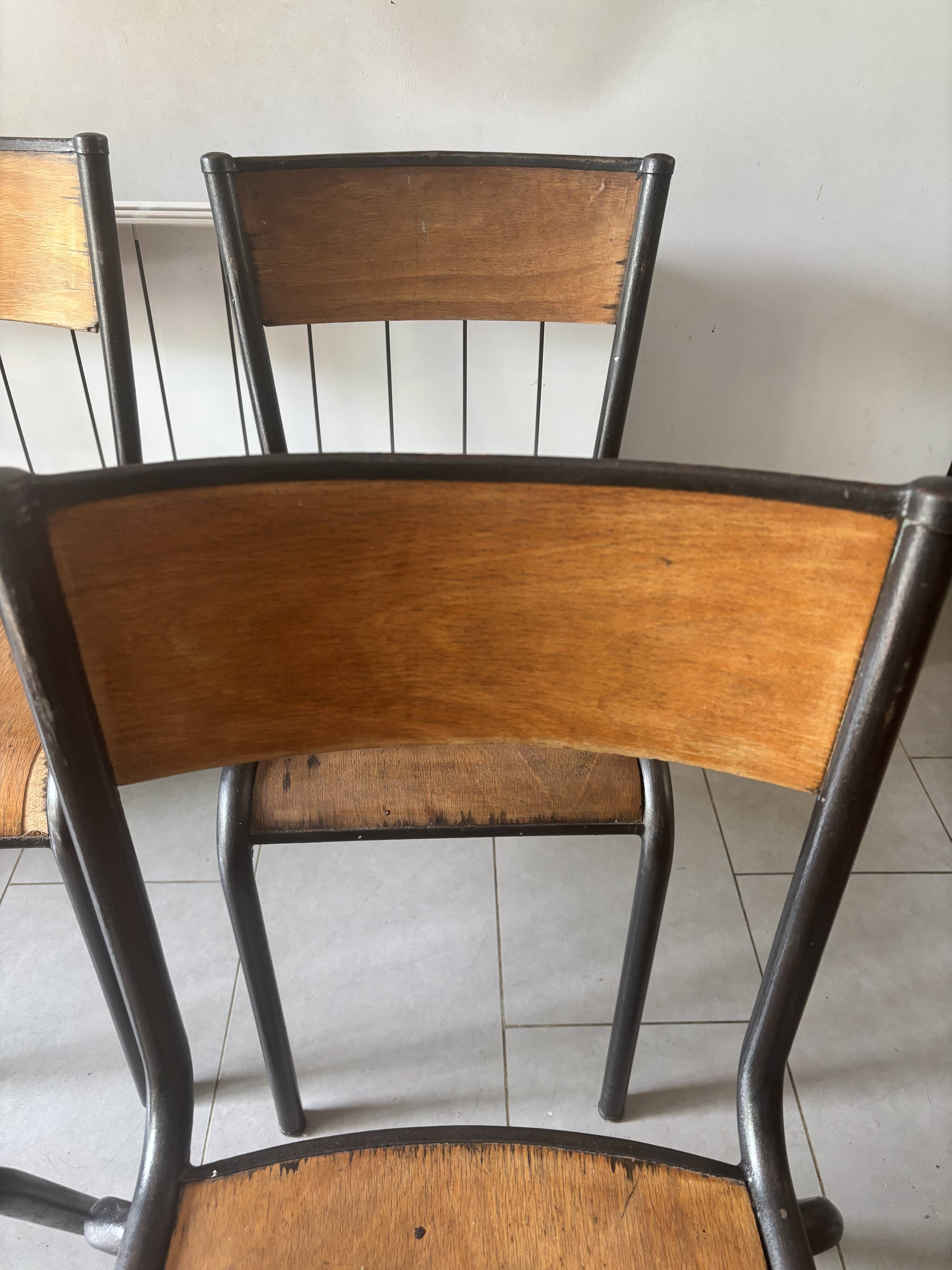 Set of 4 authentic vintage MULLCA school chairs