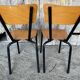 Pair of antique chairs in black metal + wooden seat & back