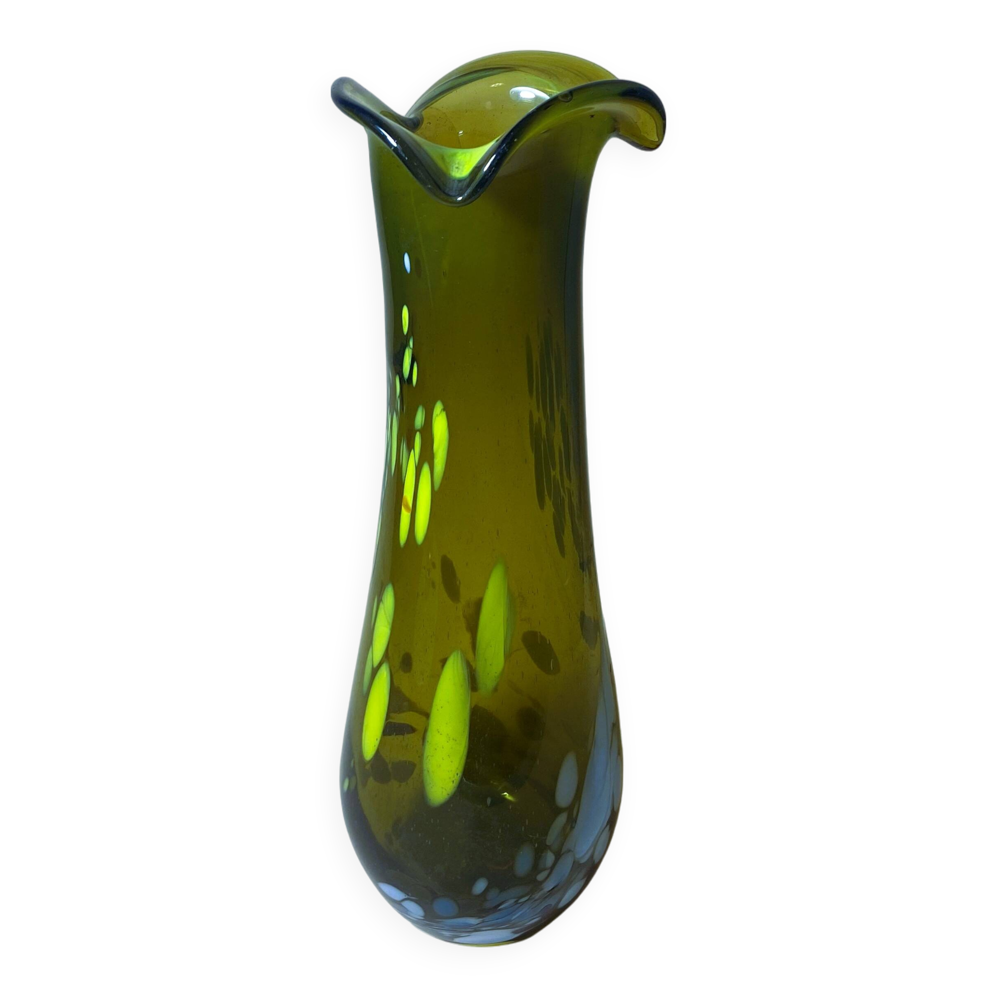 Vintage Modern Glass Vase Budveszel Gyula Hungary 1990s