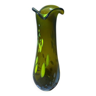 Vase en verre moderne vintage Budveszel Gyula Hongrie années 1990