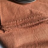 Nappe de vendange ancienne en pur chanvre teintée terracotta