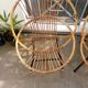 2 rattan shell armchairs, metal legs year 50