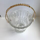 Glass and gold metal ice bucket 60s-70s