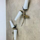 Pair of 1950s wall lights in brass and opaline tulips, Lunel/Arlus